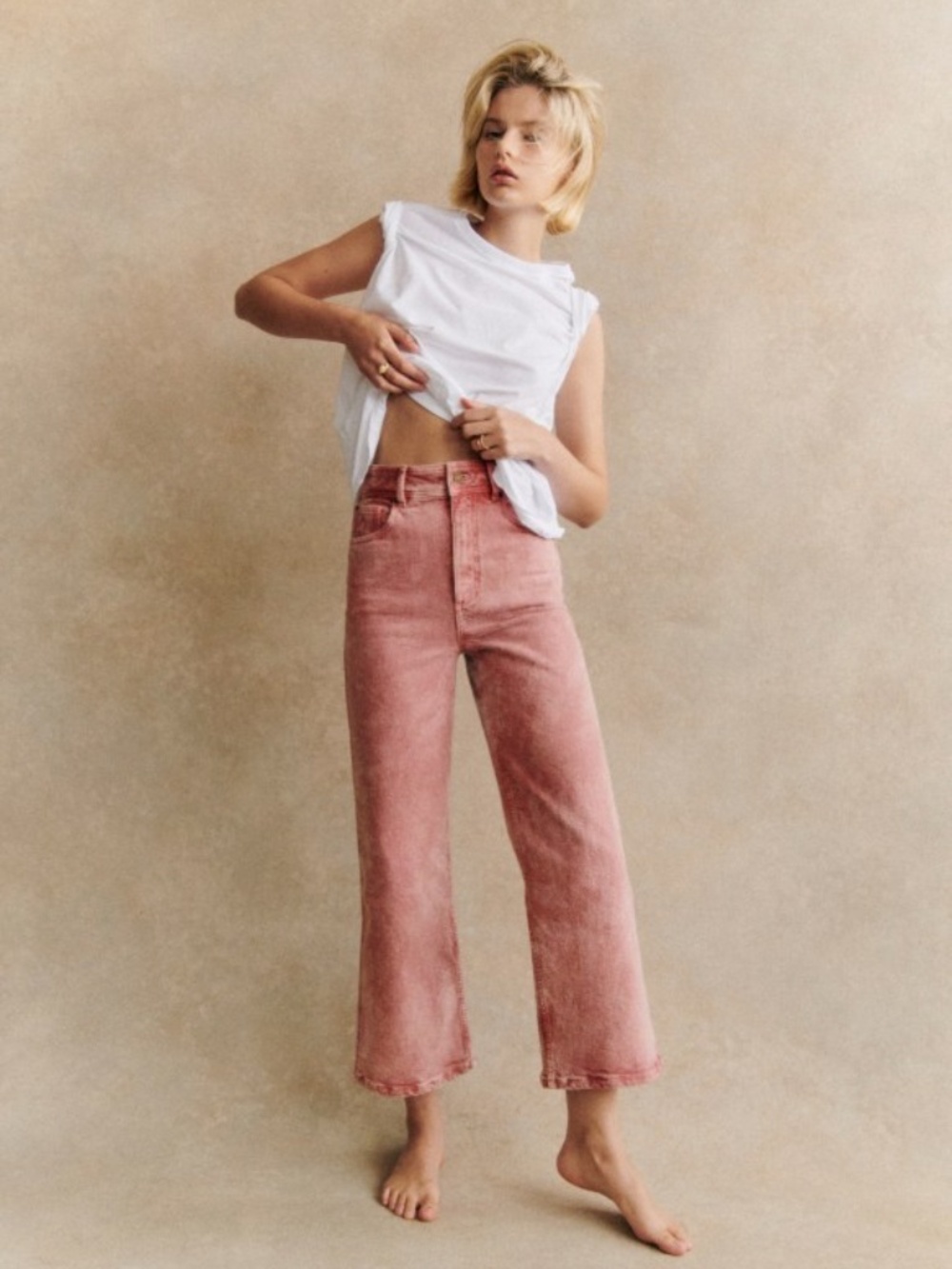 Sézane Le Crop Denim in Pink
